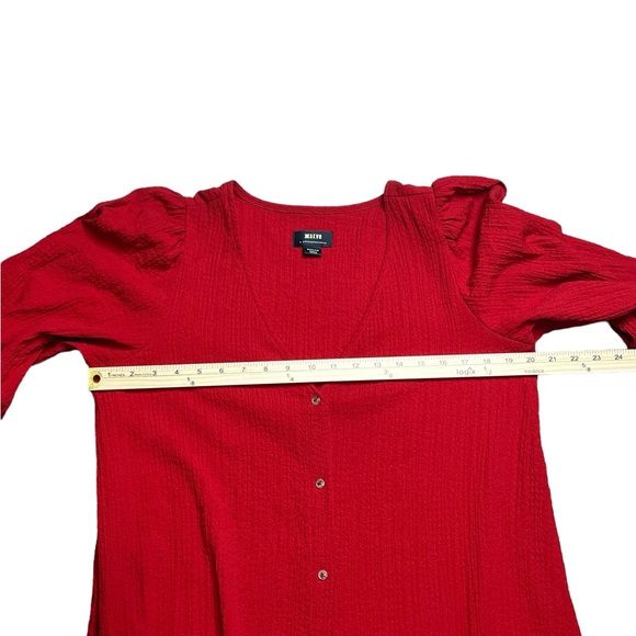 Anthropologie Maeve Womens size Medium Bright Red Textured Scarletta Midi Dress - Picture 5 of 12